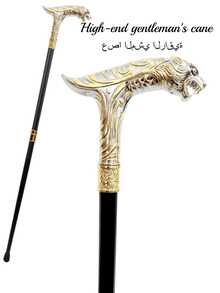 1支双色高端创意动物豹纹条纹金属手杖，可拆卸组合手杖，适合户外使用，地中海风格，适合斋月、万圣节、角色扮演、英式绅士登山杖，也适合日常使用，男士礼物和学生使用。