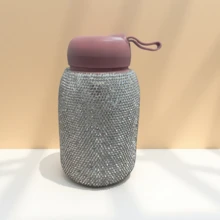 1pc High-Quality Diamond Studded Glass Water Bottle, Double-Wall Insulated Coffee Mug, Spill-Proof Tumbler For Home, Office, Travel, Sports, Parties, Holidays - Gift Idea For Birthday, Halloween, Christmas - Multicolor - View 1