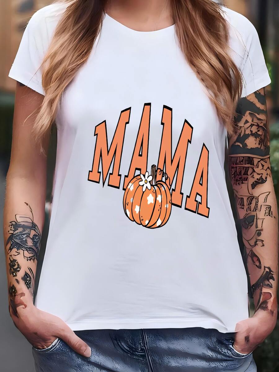 Camiseta De Coincidencia Familiar De Calabaza Personalizada: Tee De Caída Personalizado Camiseta - Blanco - Ver 1