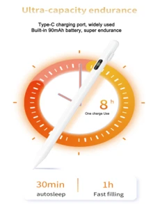 Color LED Digital Display Universal Stylus – Fast Charging, Palm-Rejection, One-Click Power-On, Magnetic Attachment, Replaceable Tip, Ultra-Long Standby; Compatible With Apple & Android Phones/Tablets – Compatible With IPhone, Compatible With IPad, Compatible With Samsung - Multicolor - View 8