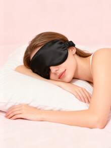 1/2/3pcs Sleep Mask Blindfold With Adjustable Strap, Super-Smooth Soft Natural Eye Cover Eyeshade For Sleep Travel Nap, Black,Pink - Black - View 7