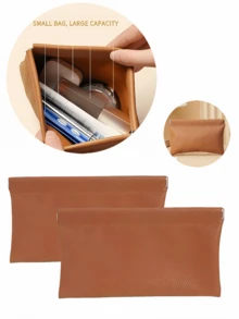 1PC Self-Closing Long Wallet, Simple Style Leather Purse For Women, Passport Driver's License ID Document Holder, Earphone Data Cable Cash Cosmetic Storage Bag, Mini Travel Wallet Phone Pouch, Business Casual Travel Essentials Vacation Summer Holiday Back To School Accessories - Multicolor - View 1