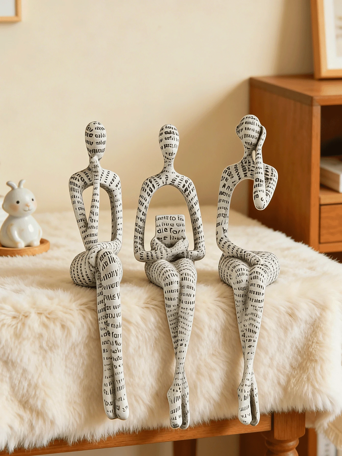 Tác phẩm điêu khắc "Người suy tư", một món đồ trang trí nhà cửa màu trắng, là một tác phẩm nghệ thuật trừu tượng hiện đại phù hợp để trang trí giá sách, bàn làm việc, văn phòng và phòng khách. Đây là món quà tuyệt vời dành cho những người yêu sách. - Nhiều màu - Xem 1