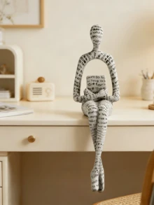 Tác phẩm điêu khắc "Người suy tư", một món đồ trang trí nhà cửa màu trắng, là một tác phẩm nghệ thuật trừu tượng hiện đại phù hợp để trang trí giá sách, bàn làm việc, văn phòng và phòng khách. Đây là món quà tuyệt vời dành cho những người yêu sách. - Nhiều màu - Xem 10