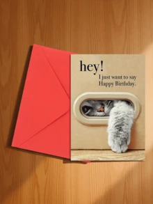 1pc Happy Birthday Greeting Card With Unique Cat Design, Suitable For Any Recipient, Paper Card With Envelope, Fits Ages 0-100 - Sets - View 12
