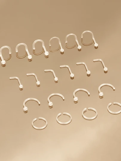 CIZME 20-44件透明穿刺固定器，适用于手术，包括仿生鼻环、肚脐环、鼻中隔环、眉环、唇软骨环、耳软骨环、耳环固定器、工业杆塑料穿刺饰品，适用于工作场所