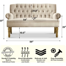 Loveseat Sofas For Living Room Loveseat For Living Room Couch In A Box Sofa Para Sala Love Seats Furniture Sofa In A Box Long Couches For Living Room Settee Loveseat,Linen - 米色 - 查看 3