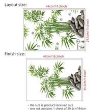1pc Green Bamboo And Rock Garden Wall Sticker, Perfect For Adding A And Peaceful Atmosphere To Home, Bedroom, Living Room And Spaces. Self-Adhesive Wallpaper Brings Vibrant Spring Vibe To Your Home - Multicolor - View 8