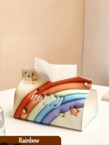 1pc Luxury Rose Oil Painting Tissue Box, Creative Desktop/Car Tissue Paper Holder For Living Room - Multicolor - View 9