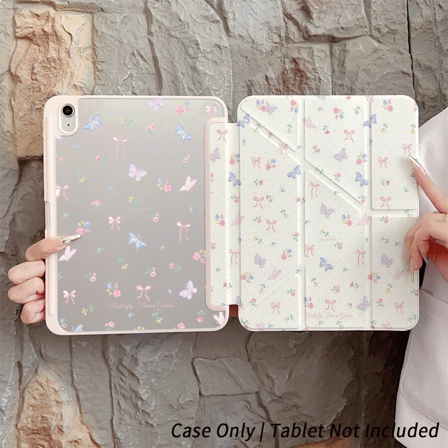 A Pastel Butterfly & Bow Pattern Protective Tablet Case - Ideal For Soft Dreamy Style Enthusiasts And Romantic Design Seekers,Protective Folio Table Case With Pen Holder,Compatible With IPad Pro (M5)/IPad Air (M3)/IPad 11"(A16)/Compatible With Samsung Galaxy S9/S7/S10+/S6 Lite/Compatible With XIAOMI