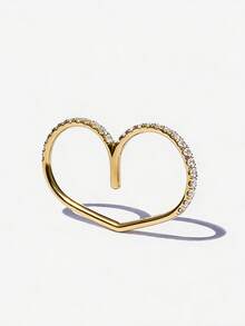 1枚微镶心形双环925纯银戒指，优雅别致，适合派对、日常佩戴和圣诞礼物。 - 微鑲心型雙指戒指 - 查看 10