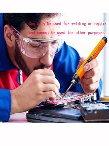 USB Soldering Iron Kit With Digital Display, Adjustable Temperature Control, Ceramic Heating Element, Rechargeable 1000mAh Lithium Ion Battery, USB Powered, Comes With Rosin, Soldering Wire, Stand And Carrying Case