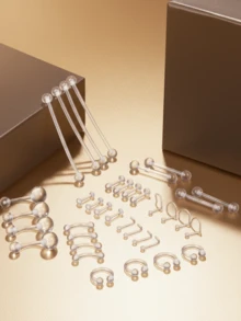 CIZME 3pcs Transparent Heart Shaped Nose Rings, Bioflex Nose Rings, L-Shaped Nose Studs, Unisex Body Piercing Jewelry, Nose Piercing Retainers - Transparent Color-a - View 13