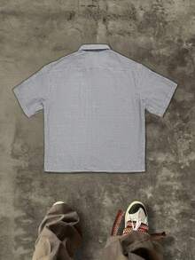 Áo sơ mi nam kẻ sọc phong cách retro, áo tay ngắn chất liệu cotton pha thoáng khí, áo in họa tiết nước, áo sơ mi dáng rộng cài nút phong cách đường phố retro, áo sơ mi thường ngày mùa hè năng động. - Nhiều màu - Xem 3