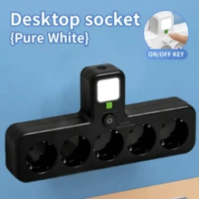 1 To 5 Outlet Converter With Switch, Multi-Function Nightlight, Multi-Plug Power Strip, European Standard 5-Socket Adapter