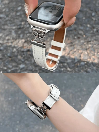 애플 워치 시리즈 10/9/8/7/6/5/4/3/2/1 SE와 호환되는 세련되고 우아한 슬림 가죽 시계줄 1개, 여성용, 골드, 실버, 할로윈 블랙 펜던트, 스포티한 슬림 스타일, 사이즈 38mm, 40mm, 41mm, 42mm, 44mm, 45mm, 46mm, 49mm
