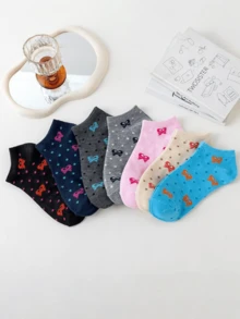 7 đôi tất nữ chấm bi và nơ dễ thương, mềm mại, thoải mái, phù hợp cho mọi mùa, là lựa chọn tốt nhất cho việc mang hàng ngày. - Nhiều màu - Xem 8