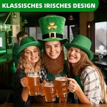 1 szt. irlandzki kapelusz imprezowy, kapelusz z koniczyną i wąsami na dzień św. Patryka, karnawałowy irlandzki cylinder, kapelusz imprezowy, dekoracja na imprezę tematyczną, dodatek do kostiumu w świątecznej atmosferze, rekwizyt do zdjęć - Wielokolorowe - Zobacz 3