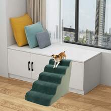 1pc Plush Warm Pet Stair Ramp, Elderly/Small Dog Assistance Ladder, Protect Every Step, Easy Up And Down, Love Lasts Longer. Sofa Bed Dog Steps, Washable Sponge Pet Stairs For Sofa, Bed, Teddy, Small, Elderly Cats And Dogs - Dark Green - View 15