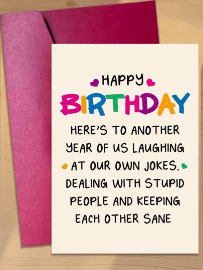 1pc Funny Birthday Greeting Card, Creative Humorous Birthday Wishes Card, Best Gift For Friends, Sisters, Family, Brothers, Boyfriends, Husbands, Small Businesses, Thank You Card, Birthday Gift, Card, Unique Item, Gift Card