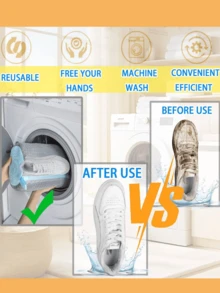 2 Packs/1-Pack Durable Shoe Washing Machine Bags For All Kinds Of Shoes - Yellow, Blue Zipper, Suede Lining, Noise-Reducing Design, Elastic Nylon Zipper, Suitable For All Washing Machines, Protects Sneakers, Casual Shoes And Delicate Clothes. - Multicolor - View 10