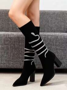 1pc Exaggerated Multi-Function Body Chain, Snake Wrapped Necklace, Y-Shaped Necklace, Wrapped Bracelet, Adjustable Unique Body Chain - Silver - View 4