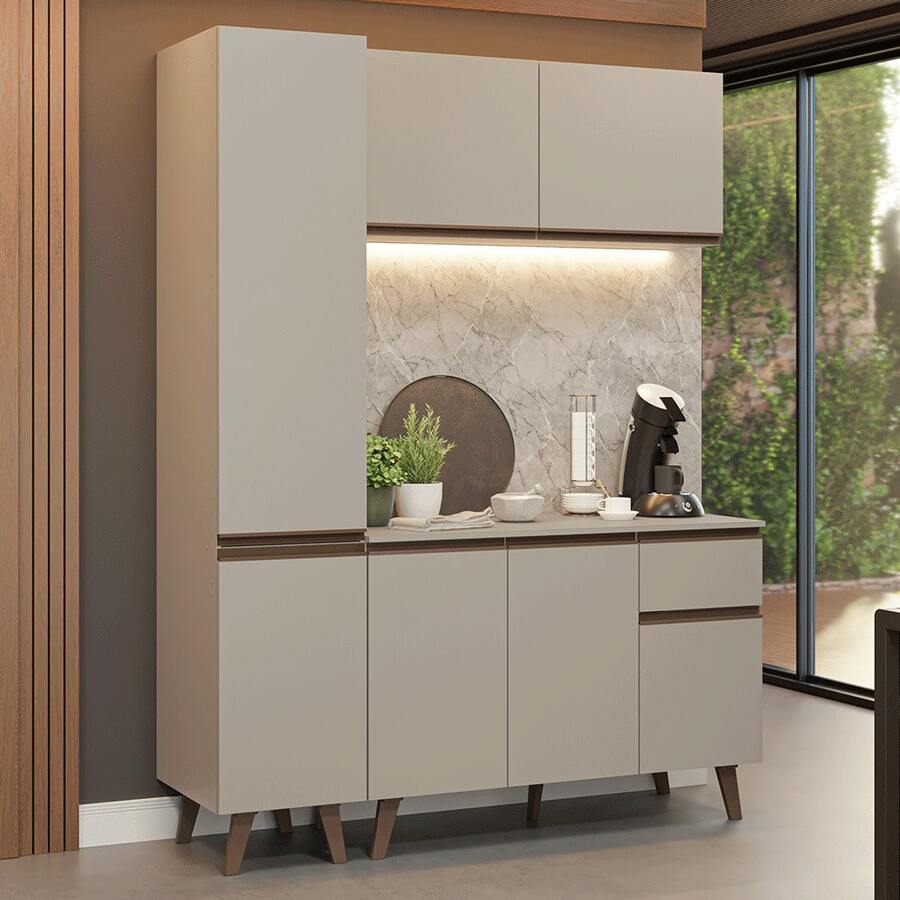 Cocina Integral Completa Modular Madesa Nice 160cm Crema 01 - Beis - Ver 1