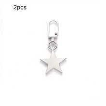 2/10 件装多功能星形拉链拉片替换配件，可拆卸半自动金属扣，优质锌合金拉链拉片，适用于手提包、夹克、衣服、鞋子、靴子，可重复使用的装饰星形吊坠扣，用于 DIY 包袋和服装装饰，耐用的拉链拉片替换零件，时尚星形设计 - 彩色 - 查看 11