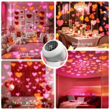 1个情人节投影仪，红色爱心投影灯，带旋转底座的LED夜灯，适用于派对、婚礼装饰和室内卧室装饰 - USB - 查看 10