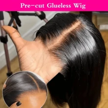 200 Density Brazilian Virgin Hair Wigs Glueless 28 Inch Natural Hairline No Glue Lace Front Wig Human Blended Hair Black Color Lace Front Wig Human Blended Hair Wig 13x4 5x5 13x6 Straight Lace Frontal Wig Hair Pre Plucked With Baby Hair Natural Looking Beginner Friendly - Natural & Black - View 8