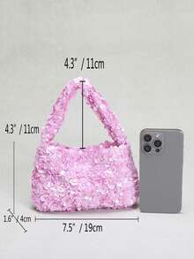 1件雕塑感包包，优雅亮片闪耀简约女士手提包/手拿包，适合晚宴、夜总会、盛大晚会等场合。 - 淡紫色 - 查看 2