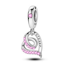 1 件粉色宝石心形锁，心形宝石向日葵 S925 纯银吊坠，适合手链/项链 DIY 礼物 - 彩色 - 查看 8