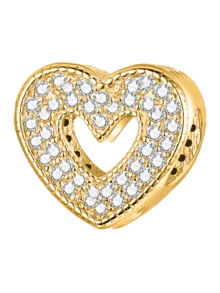 1件925纯银心形系列大铃铛6珠能量石吊坠，适合女性珠宝DIY手链 - 金色 - 查看 15