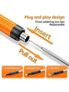 USB Soldering Iron Kit With Digital Display, Adjustable Temperature Control, Ceramic Heating Element, Rechargeable 1000mAh Lithium Ion Battery, USB Powered, Comes With Rosin, Soldering Wire, Stand And Carrying Case