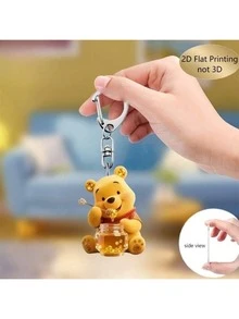 迪士尼2D平面钥匙扣“小熊维尼和蜂蜜” | 可爱又温馨的配饰，采用耐用亚克力材质，官方授权圣诞装饰品，适用于汽车、包包等。圣诞礼物。2D平面情人节粉色钥匙扣，斋月礼物 - 彩色 - 查看 8