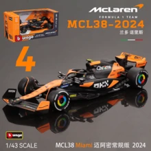 Burago 1 件 1:43 比例压铸 F1 系列 - 迈凯伦 F1 车队 MCL38 2024 年迈阿密大奖赛，由 4 号兰多·诺里斯 / 81 号奥斯卡·皮亚斯特里驾驶，合金材料，逼真复制品，两种包装选择：带驾驶员头盔模型的亚克力展示盒 / 普通纸板盒，收藏品，赛车爱好者的高端礼物，万圣节、圣诞节、生日、家居装饰 - 多色 - 查看 15