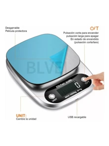 Báscula electrónica recargable de alta precisión con una exactitud de 1 gramo/10 kilogramos. - Plateado - Ver 3