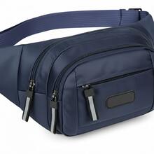 Men's Navy Blue Shoulder Bag, Unisex Waterproof Waist Bag, Street Wear, Ondway, Biker - Màu xanh hải quân - Xem 5