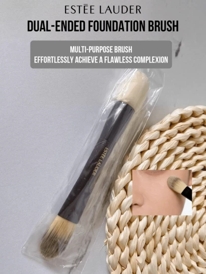 Estée Lauder 2-In-1 Makeup Brush, Multi-Functional Brush, Best Seller Dual-Headed Design, Sponge Brush Head, Smooth Application, Time-Saving, Creates Flawless Makeup, Dry & Wet Use, Enhances Base Makeup & Concealing, Easy For Beginners, Suitable For Students, Office Workers, Commuting, Dates, Gatherings, Daily Care, Travel, Ideal Gift For Friends/Girlfriend