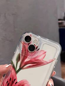 Garden Impressionist Series - Thick Oil Painting Texture Hand-Painted Lily Flower Design Transparent Anti-Fall Soft Phone Case Compatible With Apple 17/17 Pro/17 Pro Max/17 Air/16/16 Plus/16 Pro/16 Pro Max - Multicolor - View 6