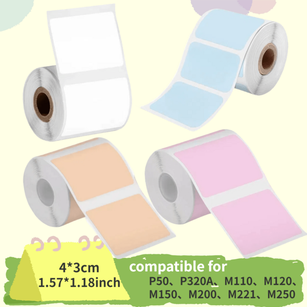 1 Rolo 4cm x 3cm (1,57" x 1,18") Etiquetas Térmicas Quadradas para Máquinas de Rotulagem M110/M100/M220/M221/M108, Etiquetas de Agradecimento, Uso Comercial e Doméstico Universal, À Prova d'Água, À Prova de Óleo, Autoadesivas e Resistentes à Rasgadura