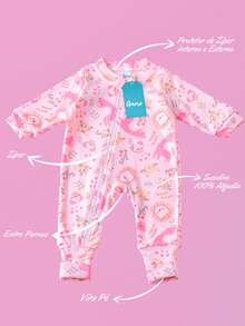 Set Of 4 Assorted Printed Jumpsuits With Footies - Sundine Girl - 彩色 - 查看 2