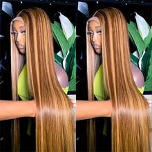 24 Inch Highlight Ombre Lace Front Hair Wigs Glueless Brazilian Virgin Hair Straight Lace Front Wigs Human Blended Hair Pre Plucked 13x4 5X5 13x6 Straight Natural Hairline No Glue 200% Density Closure Lace Front Brazilian Hair Wigs Straight Hair For Women #4/27 Color Natural Looking Beginner Friendly - S4/27 - View 10