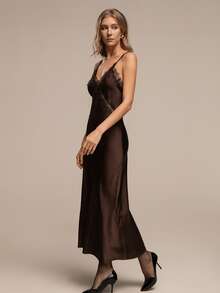 HZXVIC Women's New Solid Color Sexy Elegant Long Dress Summer - Coffee Brown - View 5