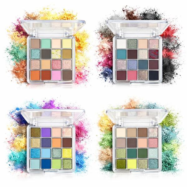 K'APEINE Paleta de sombras de ojos de 16 colores, empaque transparente y claro, multicolores vibrantes (acabado mate y brillante), sombras de ojos altamente pigmentadas y mezclables de larga duración para maquillaje diario/fiesta creativa, paleta compacta y versátil