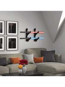 1 Set Wooden Sword & Samurai Sword Display Stand, Wall-Mounted Samurai Sword Holder Organizer, Black/White/Transparent Color, Space-Saving - Multicolor - View 8