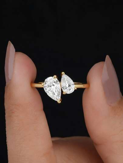 1ct-1.25ct Luxury Elegant Water Drop Square Cut Moissanite Ring, S925 Sterling Silver Romantic Engagement Ring, Promise Ring, Anniversary Ring, Women's Jewelry Gift, Christmas Gift