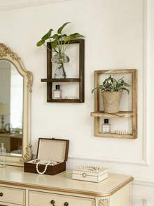 1件装木质悬浮置物架，乡村风格木质壁挂式收纳架，卧室厨房壁挂式木质展示架，卫生间上方壁挂式置物架，小型壁挂式农舍风格装饰