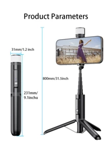 3-In-1 Aluminum Alloy Extendable Selfie Stick Tripod With Wireless Remote Control, Compact Portable Phone Stand Compatible With IPhone 13/12/11 Pro/XS Max/XS | Selfie/Live Stream/Photography - A - View 10