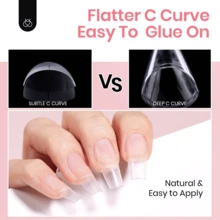 Nail Tips Kit Etch-X, Square Medium, 288Pcs 12 Sizes, With 10mL Nail Glue, Nail Supplies Nail Stuff Nail Stuff Nail Tech Supplies Pre-Etched Half Matte Half Cover Soft Acrylic False Nail Kit For Home DIY Salon Art Fall Press On Nail Extension - Medium Square - 查看 4